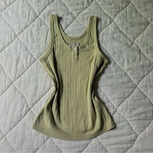 Green Ribbed Summer Tank